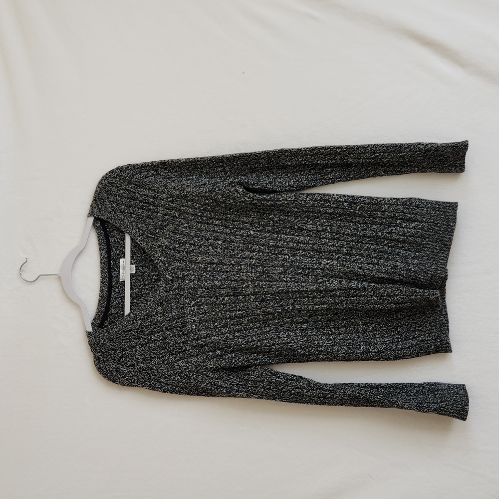 Croft & Barrow Gray‎ Cable Knit V-Neck Sweater 100% Cotton Size L